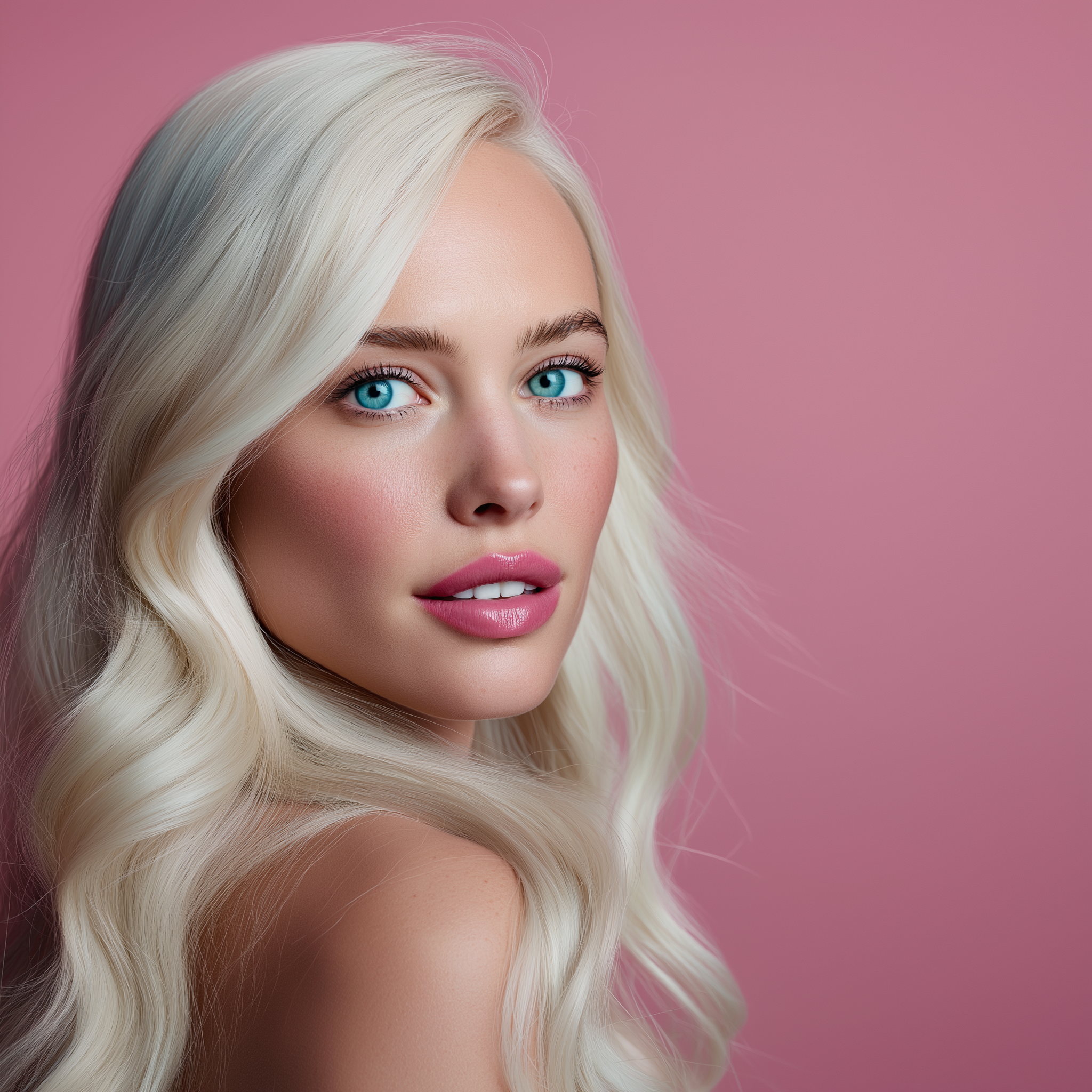 Platinum Blonde Wavy Hairstyle with Side Part
